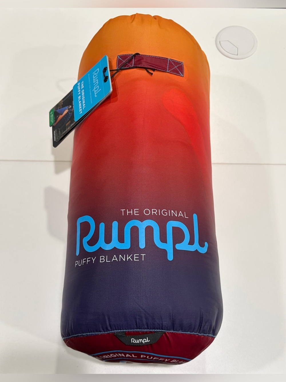 Rumpl Original Puffy Blanket Pyrofade NWT Red Yellow Purple Puffer Stuff Sack